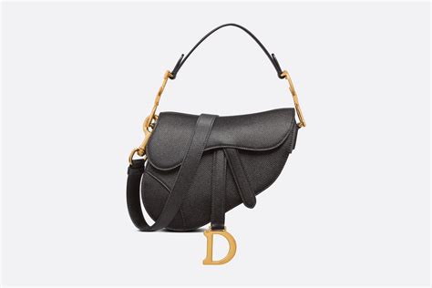 borsa sella simil dior|Borsa mini Saddle con tracolla Pelle di vitello granulata nera .